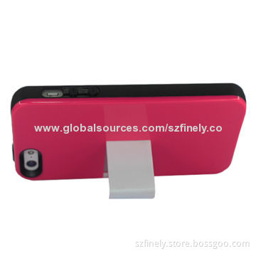 Hybrid Case for iPhone 5/5S, PC + TPE Materials, Double Injection with Black Camera Ring
